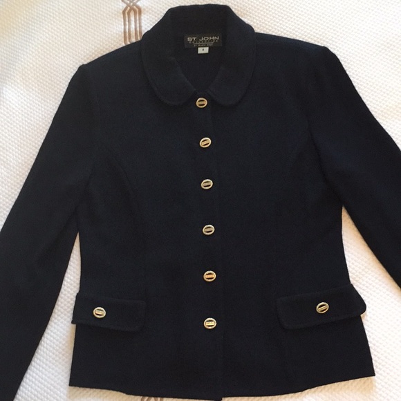 St. John Collection Jackets & Blazers - ST JOHN MARIE GRAY Blazer Jacket Black Sz 6 EC!